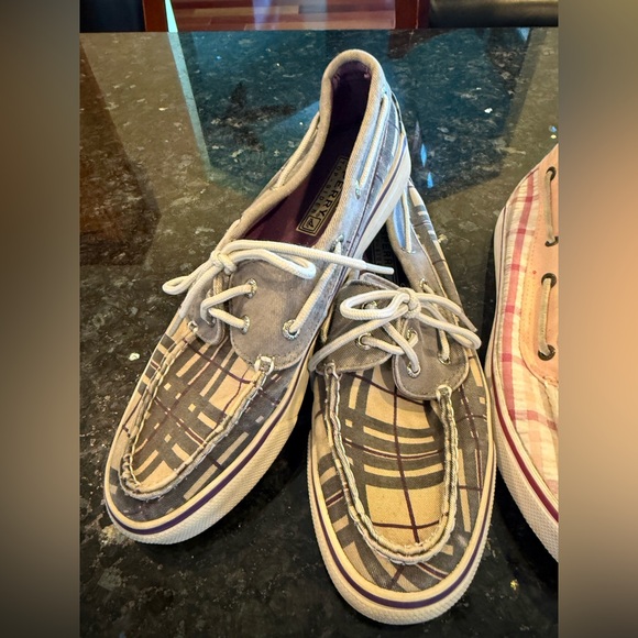 3 Pairs of Sperry Plaid Canvas Boat Shoes Lot Size 7 - Picture 2 of 12